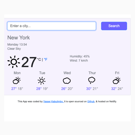 image of weather app project